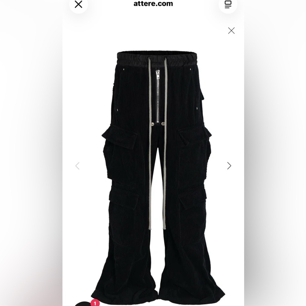 Attere black canvas wide leg cargo pants size xxl (38)
